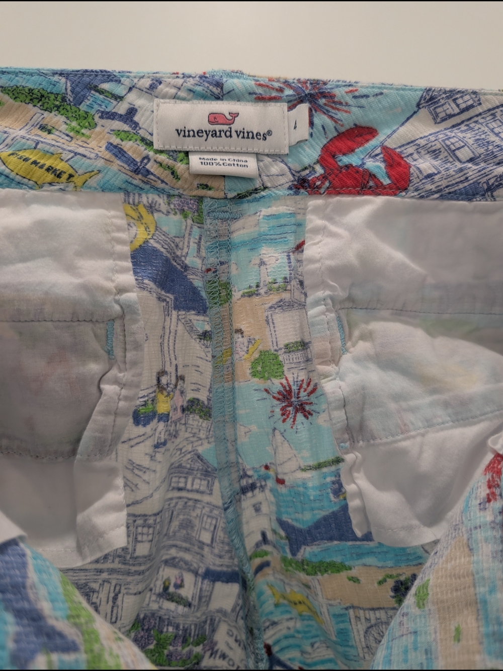 Vineyard Vines Light Blue Nautical Print Seersucker Shorts - Picture 6 of 10